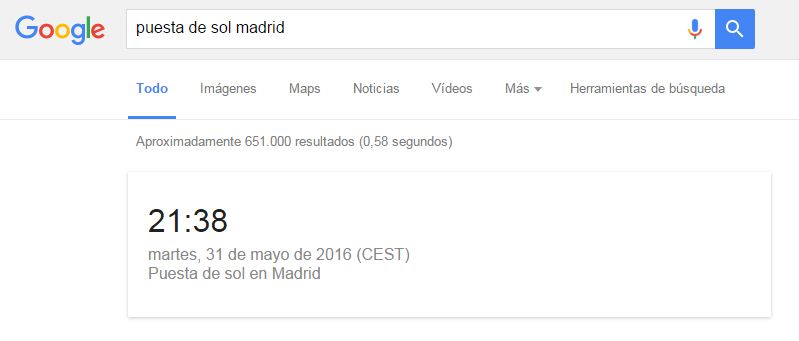 Cómo buscar en Google: puesta de sol