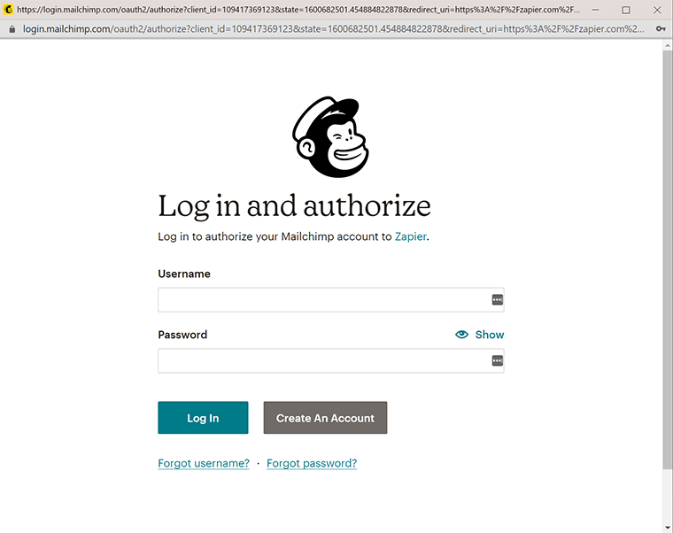 Mailchimp auth